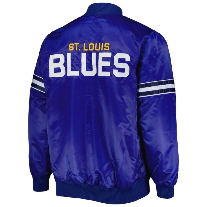 Men's St. Louis Blues Starter Blue Pick & Roll Satin Full-Snap Varsity Jacket