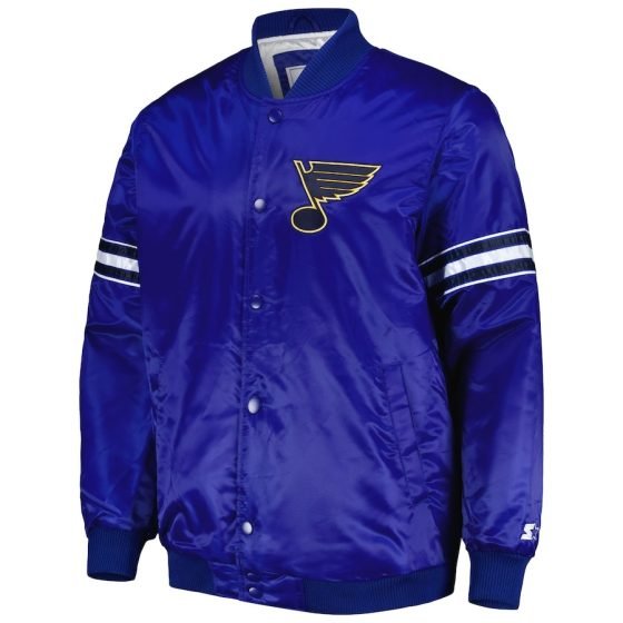 Men's St. Louis Blues Starter Blue Pick & Roll Satin Full-Snap Varsity Jacket