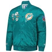 Men's Starter Aqua Miami Dolphins Satin Full-Snap Varsity Jacket