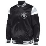 Men's Starter Black Las Vegas Raiders Satin Full-Snap Varsity Jacket