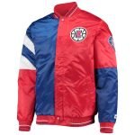 Men's Starter LA Clippers 75th Anniversary Color Block Satin Full-Snap Jacket