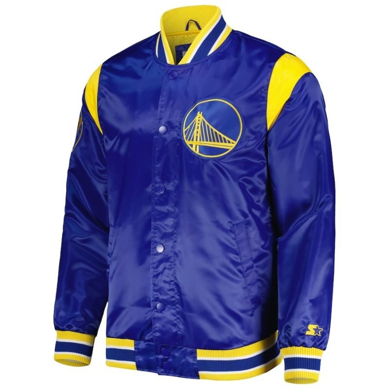 Men's Royal Golden State Warriors Satin Varsity Jacket
