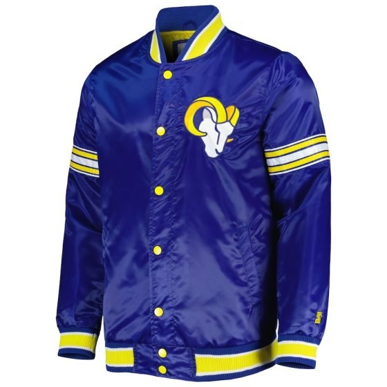Men's Starter Royal Los Angeles Rams Midfield Satin Full-Snap Varsity Jacket