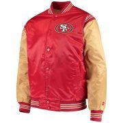 Men's Starter Scarlet-Gold San Francisco 49ers Enforcer Satin Varsity Full-Snap Jacket