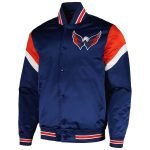 Men's Washington Capitals Mitchell & Ness Navy Midweight Satin Full-Snap Jacket