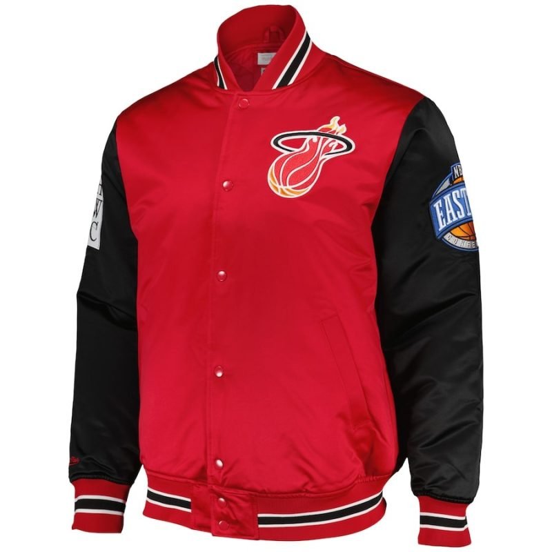Miami Heat NBA Primetime Heavyweight Satin Jacket By Mitchell & Ness - Mens