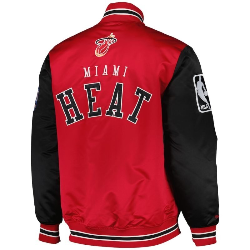 Miami Heat NBA Primetime Heavyweight Satin Jacket By Mitchell & Ness - Mens