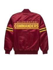 NFL Washington Commanders Satin Bomber Jacket in Maroon with Embroidery