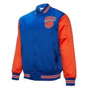 New York Knicks NBA Primetime Heavyweight Satin Jacket by Mitchell & Ness.