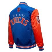New York Knicks NBA Primetime Heavyweight Satin Jacket by Mitchell & Ness.