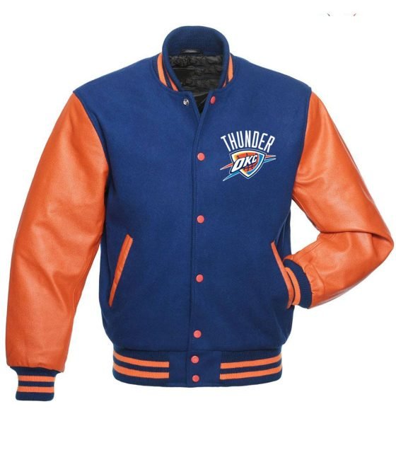 Oklahoma City Thunder Orange & Blue Varsity Jacket