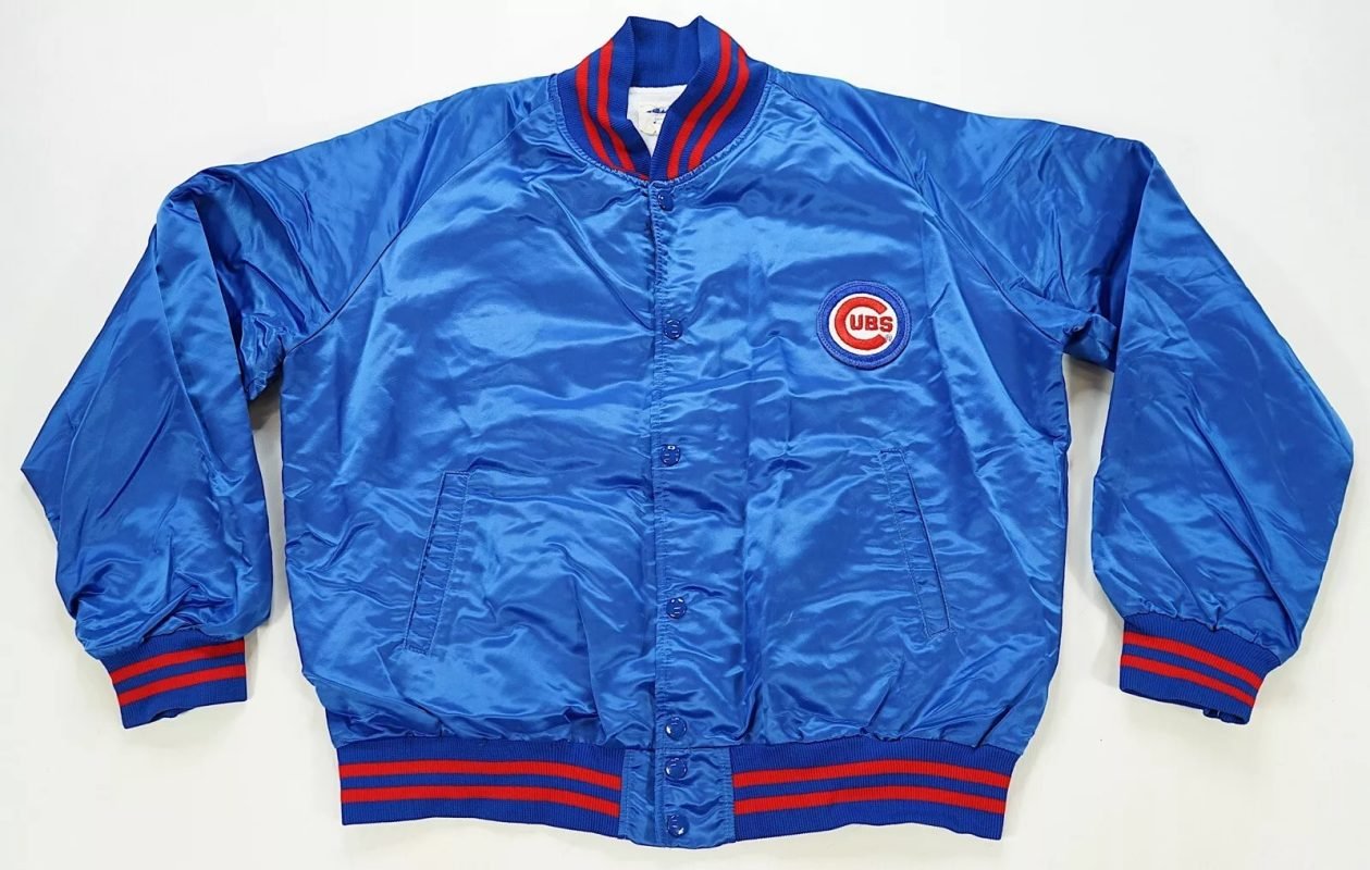 Rare 1980s Chicago Cubs Blue Satin Button-Front Jacket