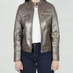 Stylish Dodge Bronze Women’s Leather Biker Jacket