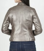 Stylish Dodge Bronze Women’s Leather Biker Jacket
