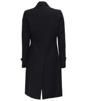 Stylish Women's Black Wool Coat with Two Front Pockets