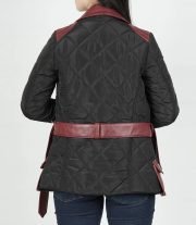 Victoria Women's Quilted Black and Red Asymmetrical Jacket