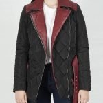Victoria Women's Quilted Black and Red Asymmetrical Jacket