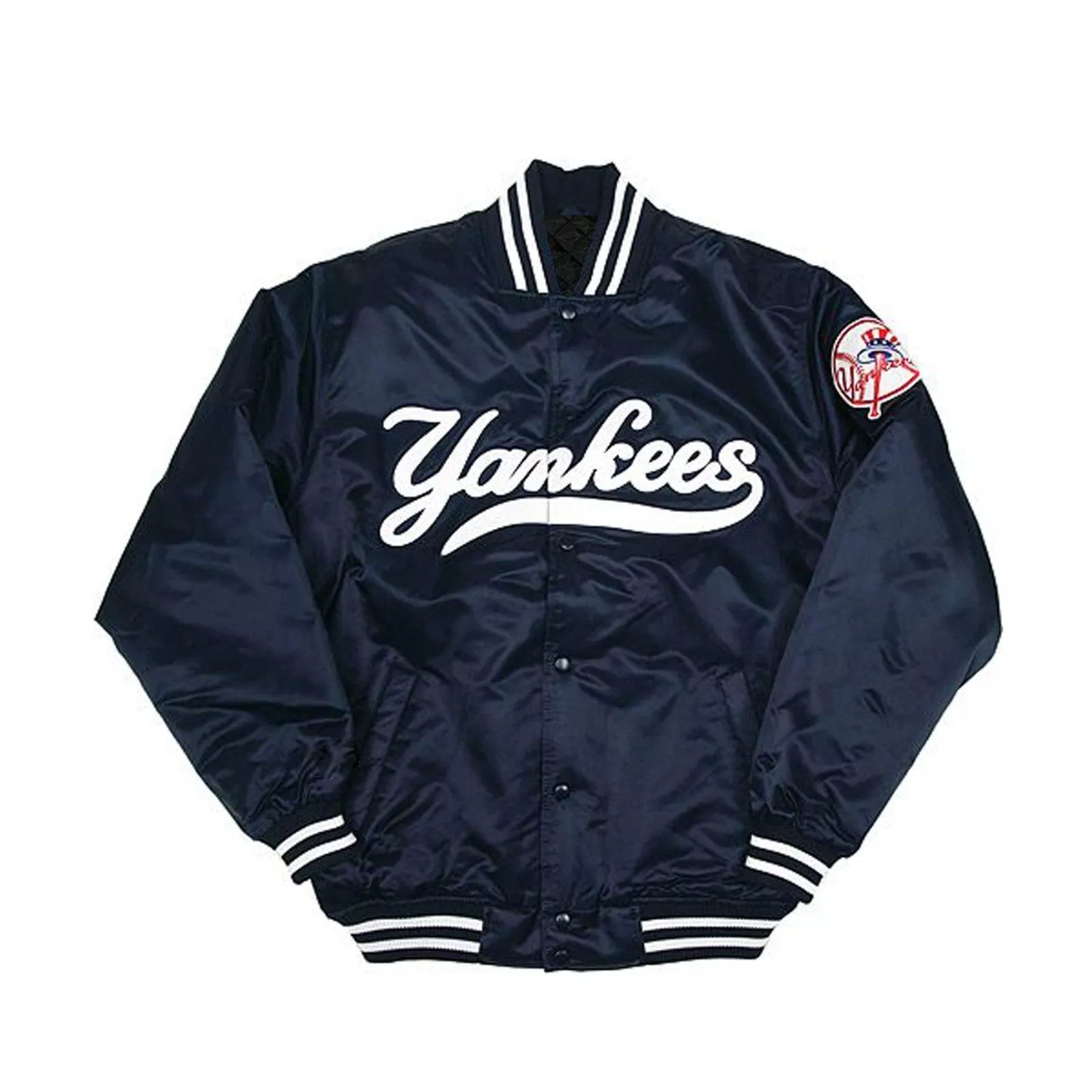 Vintage 90s MLB NY Yankees Blue Satin Bomber Varsity Jacket Vintage 90s MLB NY Yankees Blue Satin Bomber Varsity Jacket