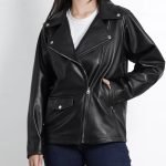 Women's Black Asymmetrical Oversized Leather Biker Jacket