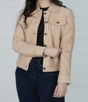 Women's Camel Suede Trucker Jacket for Everyday Wear