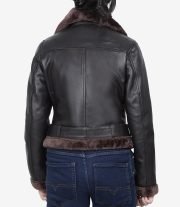 Women's Dark Brown Leather Jacket with Luxurious Shearling Interior