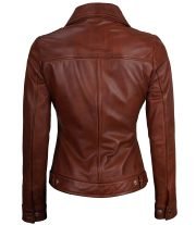 Harrington Leather Jacket Women Cognac Wax