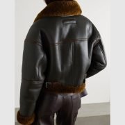 Acne Studios Shearling-Trimmed Textured-Leather Jacket - Image 2