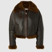 Acne Studios Shearling-Trimmed Textured-Leather Jacket