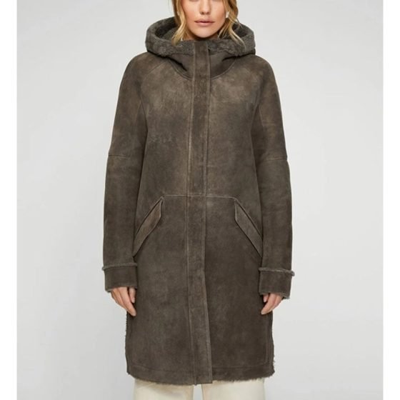 Adelyn Grey Stone Shearling Coat