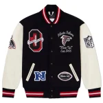Atlanta Falcons X OVO Wool & Leather Black / White Varsity Jacket