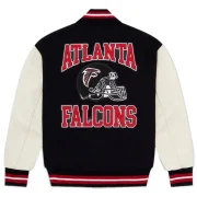 Atlanta Falcons X OVO Wool & Leather Black / White Varsity Jacket - Image 2