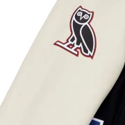 Atlanta Falcons X OVO Wool & Leather Black / White Varsity Jacket - Image 4