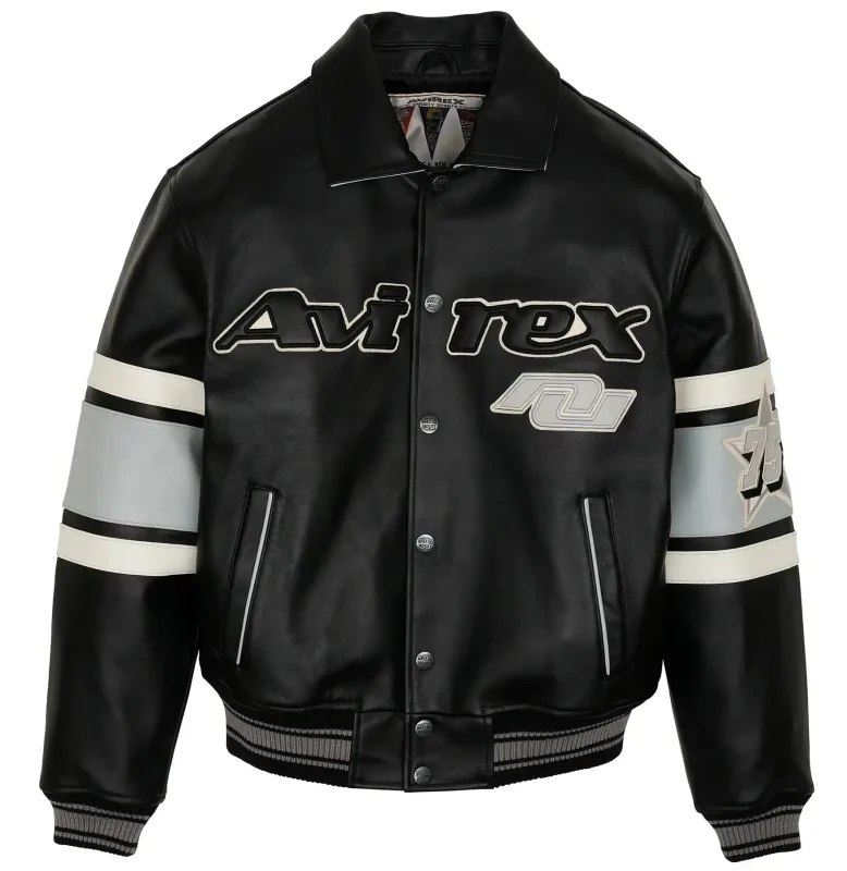 Men's Avirex Limited Edition Las Vegas Black Leather Jacket - Front