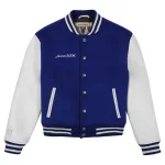 Avirex Wool Mazarine Blue Leather Varisty Jacket - Front