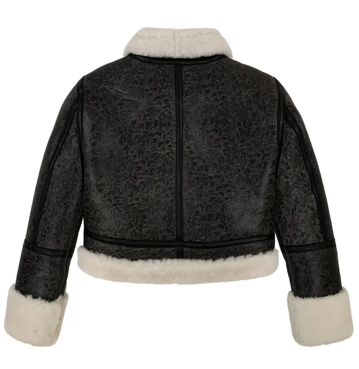 CROPPED SHEARLING JACKET. CROPPED SHEARLING JACKET - Back