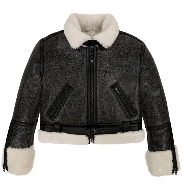 CROPPED SHEARLING JACKET CROPPED SHEARLING JACKET - Front