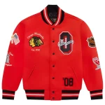 Chicago Blackhawks OVO x NHL Red Full-Snap Wool Varsity Jacket