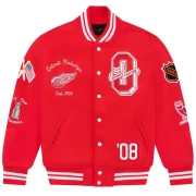 Detroit Red Wings OVO x NHL Red Full-Snap Wool Varsity Jacket
