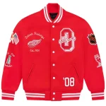 Detroit Red Wings OVO x NHL Red Full-Snap Wool Varsity Jacket
