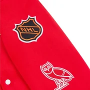 Detroit Red Wings OVO x NHL Red Full-Snap Wool Varsity Jacket - Image 5