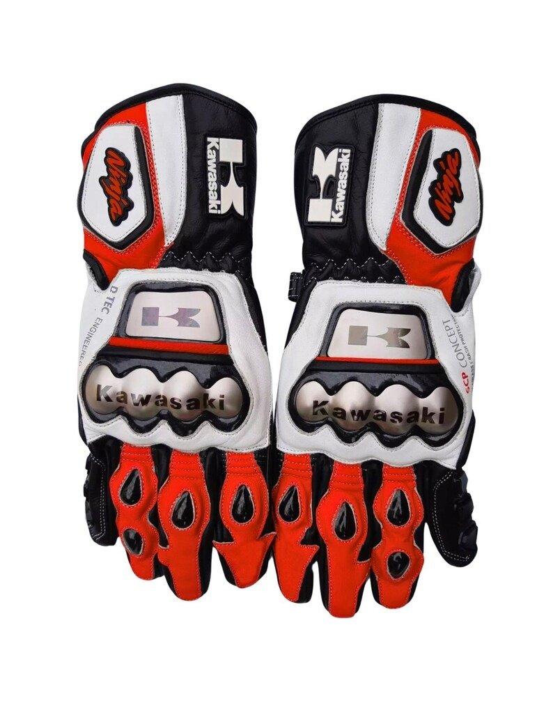 Elite Kawasaki Ninja Motorcycle Racing Leather Gloves - Genuine Leather Protection Elite Kawasaki Ninja Motorcycle Racing Leather Gloves - Genuine Leather Protection