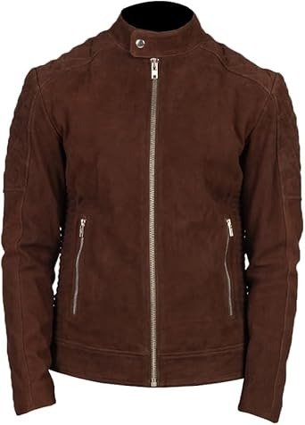 Goatskin Leather Jacket - Suede Finish, Quilted Lining