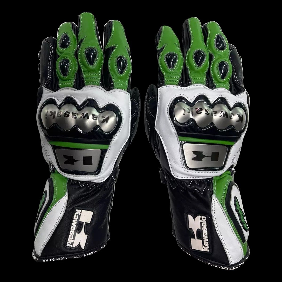 Kawasaki Monster Energy Motorbike Racing Leather Gloves Kawasaki Monster Energy Motorbike Racing Leather Gloves