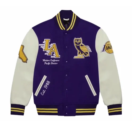 Los Angeles Lakers OVO X Wool & Leather Varsity Jacket