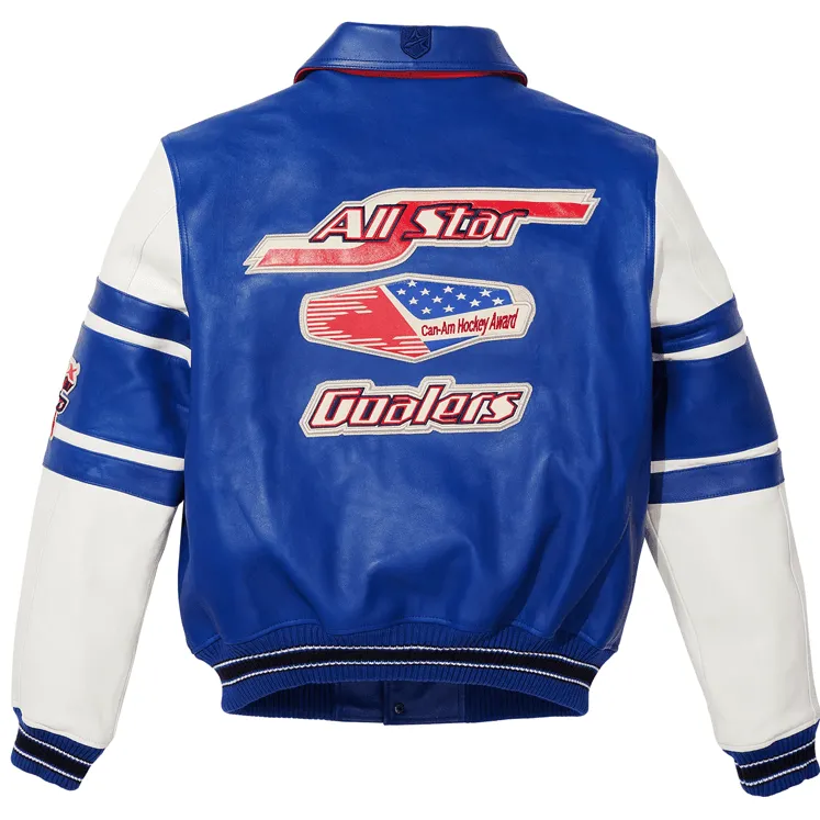 Men's Avirex All Star Blue Leather Jacket - Back