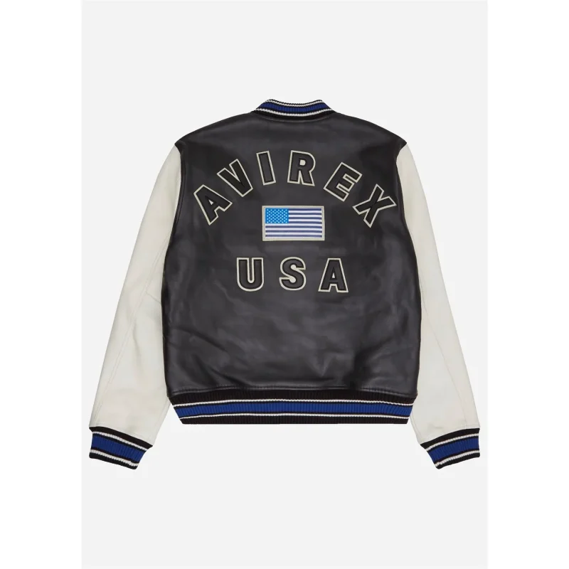 Men's Avirex American Varisty Leather Jacket - Back