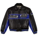 Mens Avirex Black Spider Leather Jacket - Front