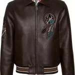 Men's Avirex Brown Leather Bomber American Jacket Buffalo Legends Leather Jacket - Front