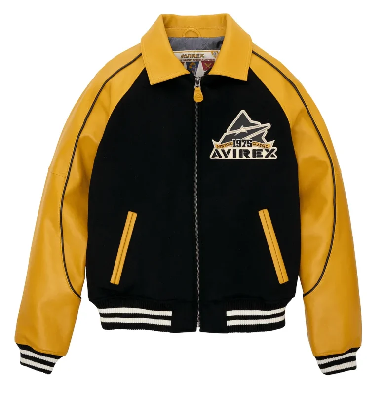 Mens Avirex Classic Wool Leather Varsity Jacket - Front