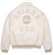 Men’s Avirex Crocodile Icon White Leather Jacket - Back